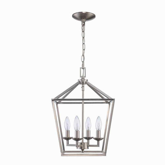 Home Decorators Weyburn 4-Light Brushed Nickel Caged Farmhouse Chandelier