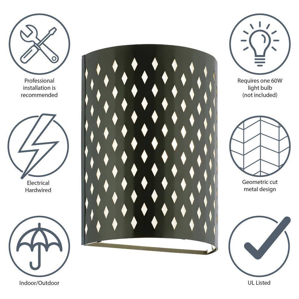 River of Goods Theo 1-Light Matte Black Wall Lantern Sconce Exterior Lighting