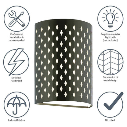 River of Goods Theo 1-Light Matte Black Wall Lantern Sconce Exterior Lighting