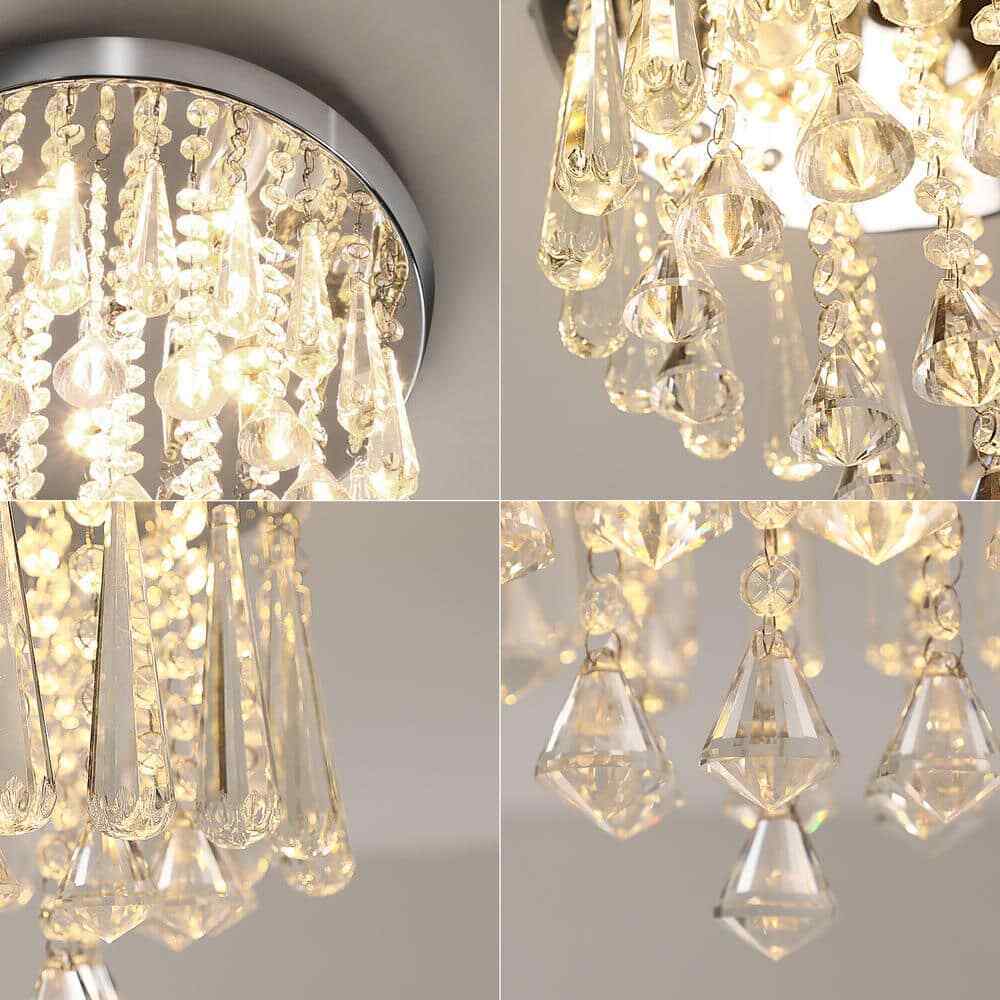 TOZING White Modern Indoor Dimmable LED Crystal Linear Flush Mount Ceiling Light