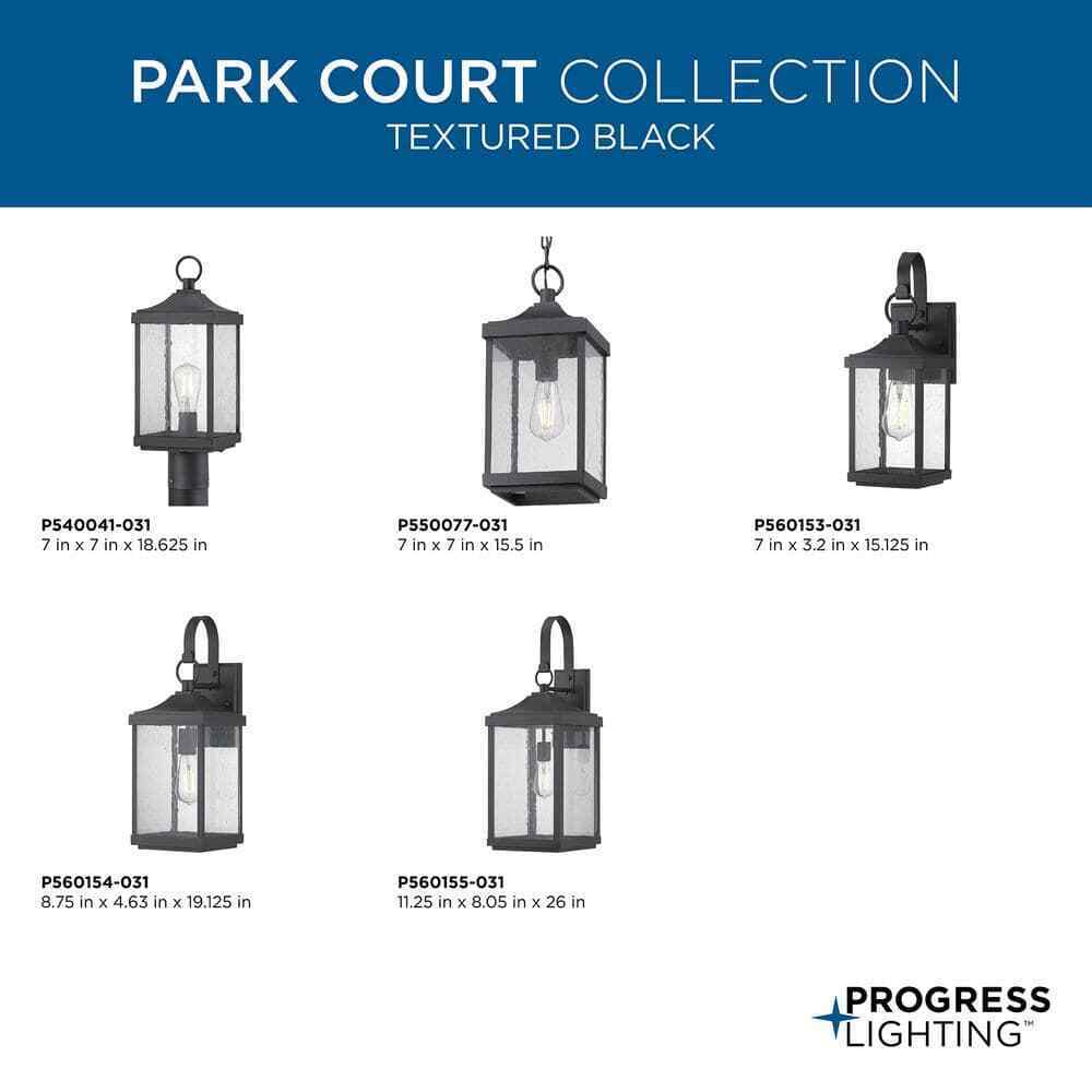Progress Lighting Park Court 15in 1-Light Black Traditional Outdoor Wall Lantern