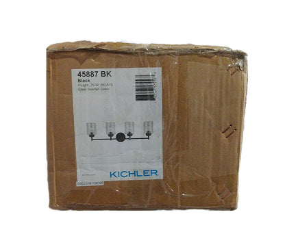 KICHLER Winslow 30 in. 4-Light Black Contemporary Bathroom Vanity Light
