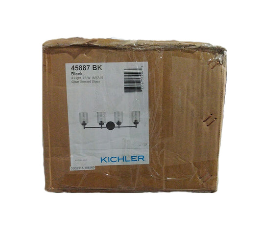 KICHLER Winslow 30 in. 4-Light Black Contemporary Bathroom Vanity Light