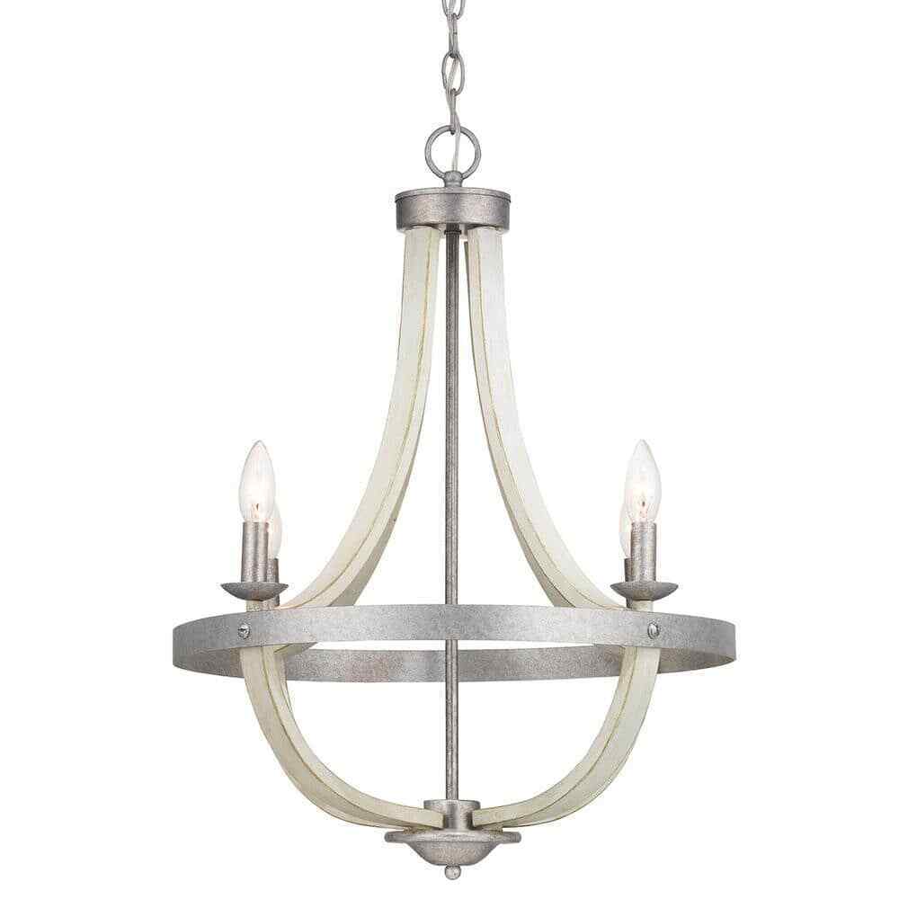 Home Decorators Keowee 21 in. 4-Light Silver Coastal Farmhouse Cage Chandelier