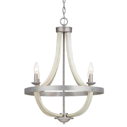 Home Decorators Keowee 21 in. 4-Light Silver Coastal Farmhouse Cage Chandelier
