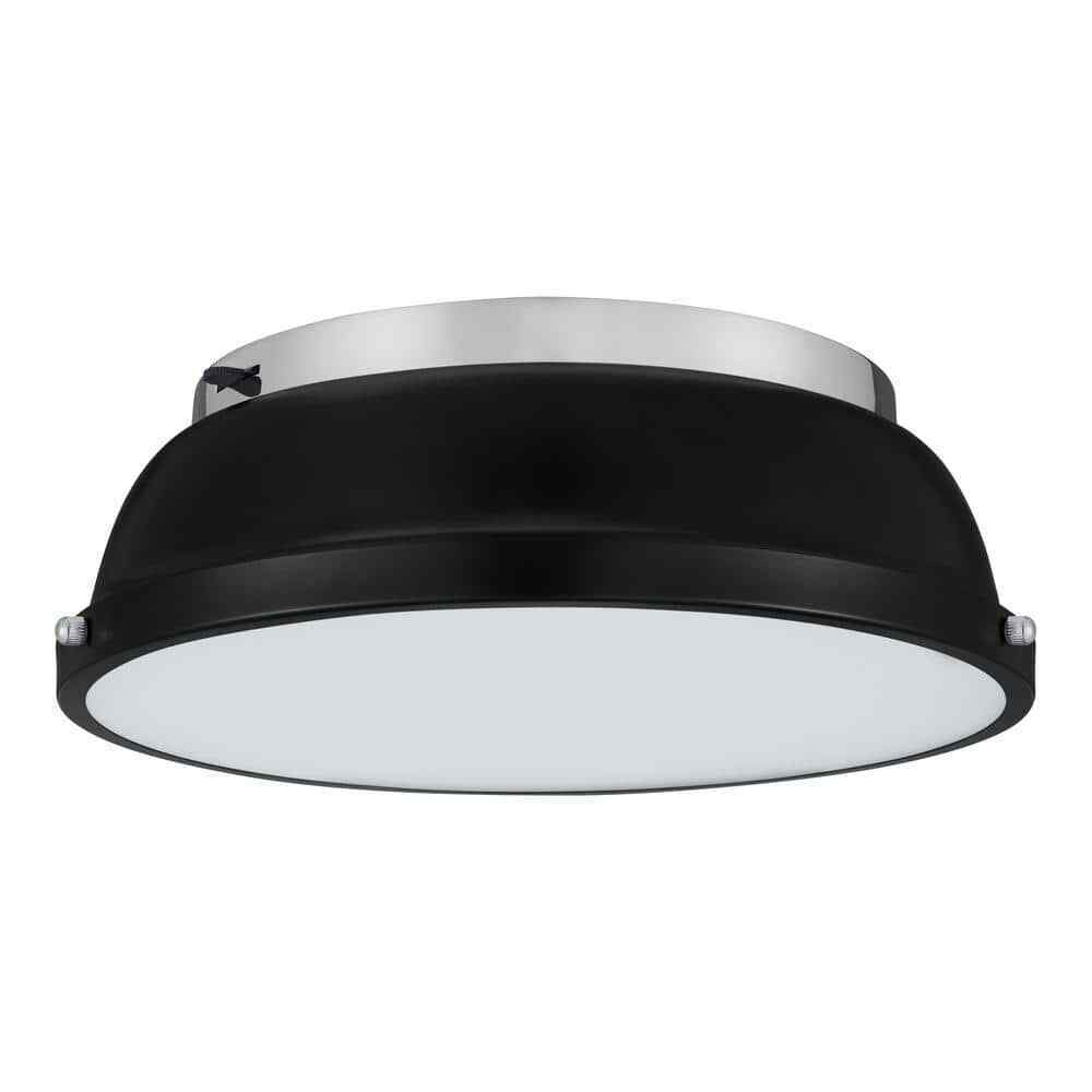 Hampton Bay Taspen 14 in. Black and Chrome LED Flush Mount Ceiling Light Fixture