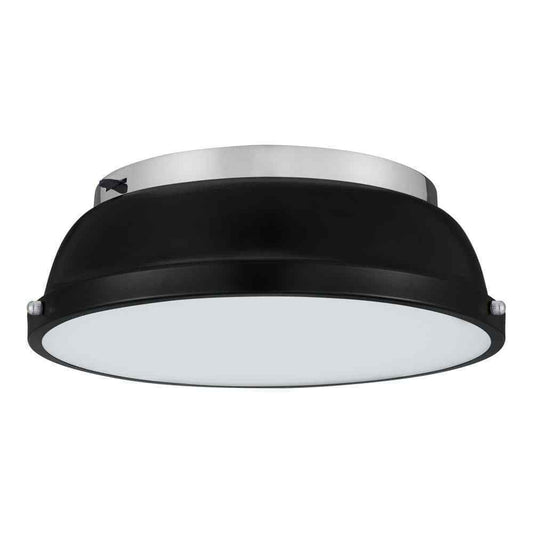 Hampton Bay Taspen 14 in. Black and Chrome LED Flush Mount Ceiling Light Fixture