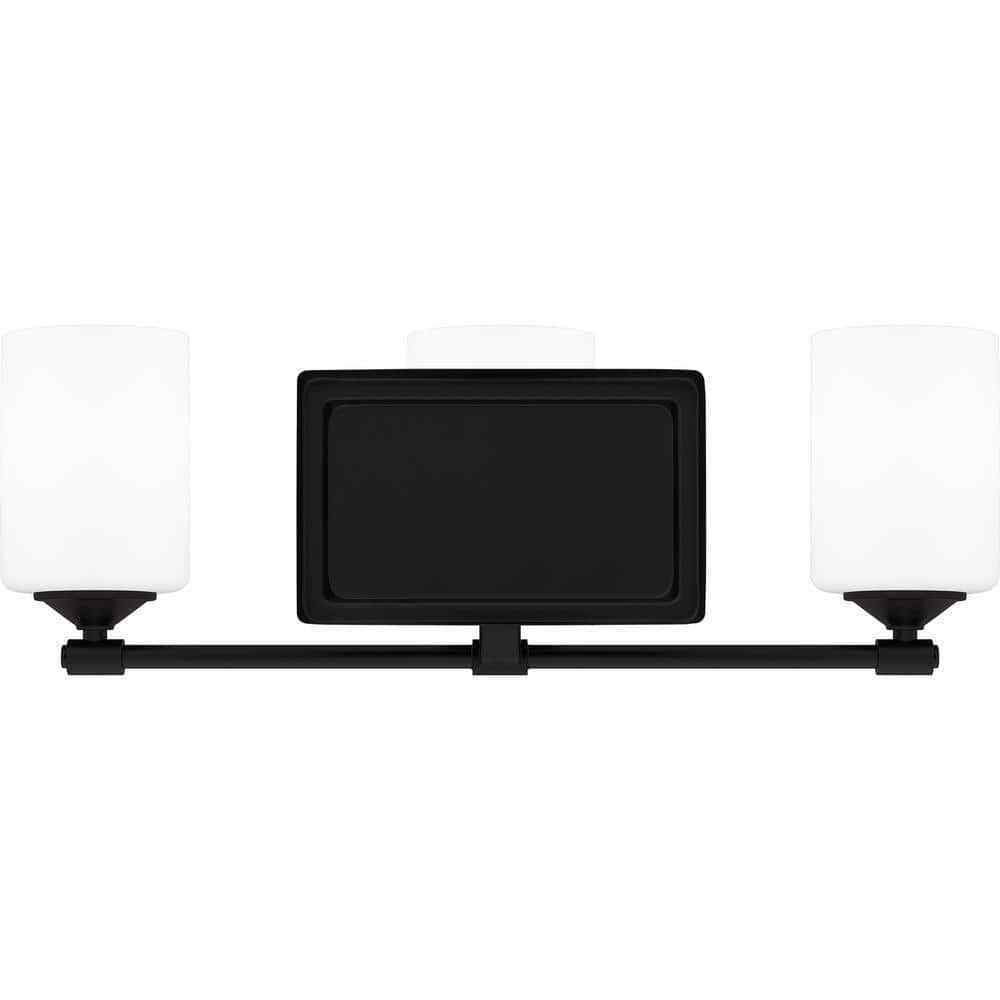 Hampton Bay Darlington Matte Black Vanity Light w/ Frosted Opal Glass Shades