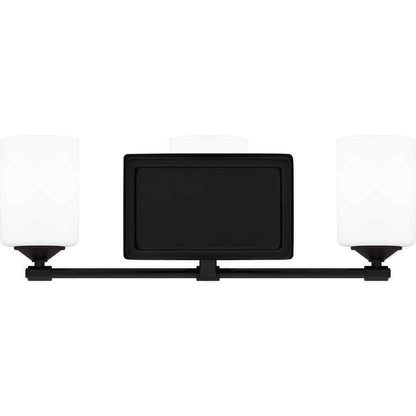 Hampton Bay Darlington Matte Black Vanity Light w/ Frosted Opal Glass Shades