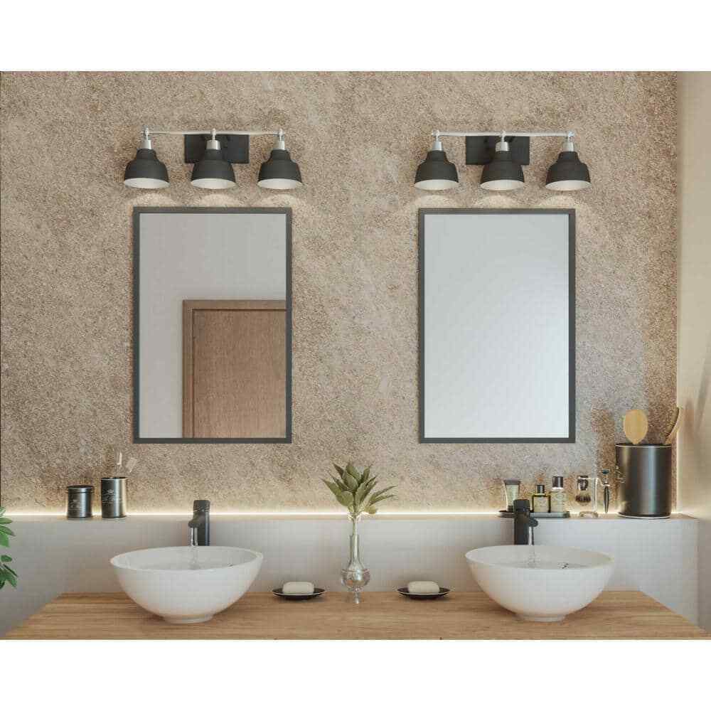 Progress Lighting Bramlett 3-Light Brushed Nickel Matte Black Metal Shade Light