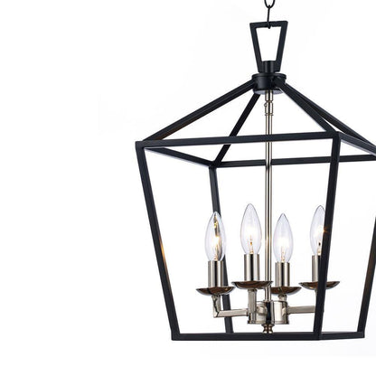 Bel Air Lighting Lacey 4-Light Black and Chrome Pendant Light Fixture