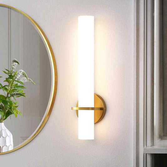 KAISITE Modern LED Wall Sconce w/ Frosted Cylindrical Acrylic Shade, Set of 2