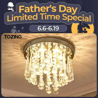 TOZING White Modern Indoor Dimmable LED Crystal Linear Flush Mount Ceiling Light