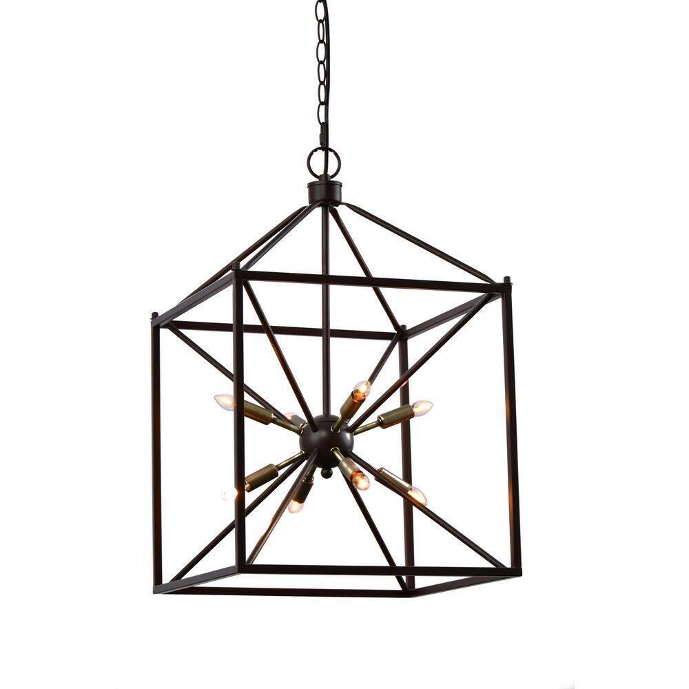 LAZZUR Touques 16 in. 8-Light Modern Matte Oil Rubbed Bronze Pendant