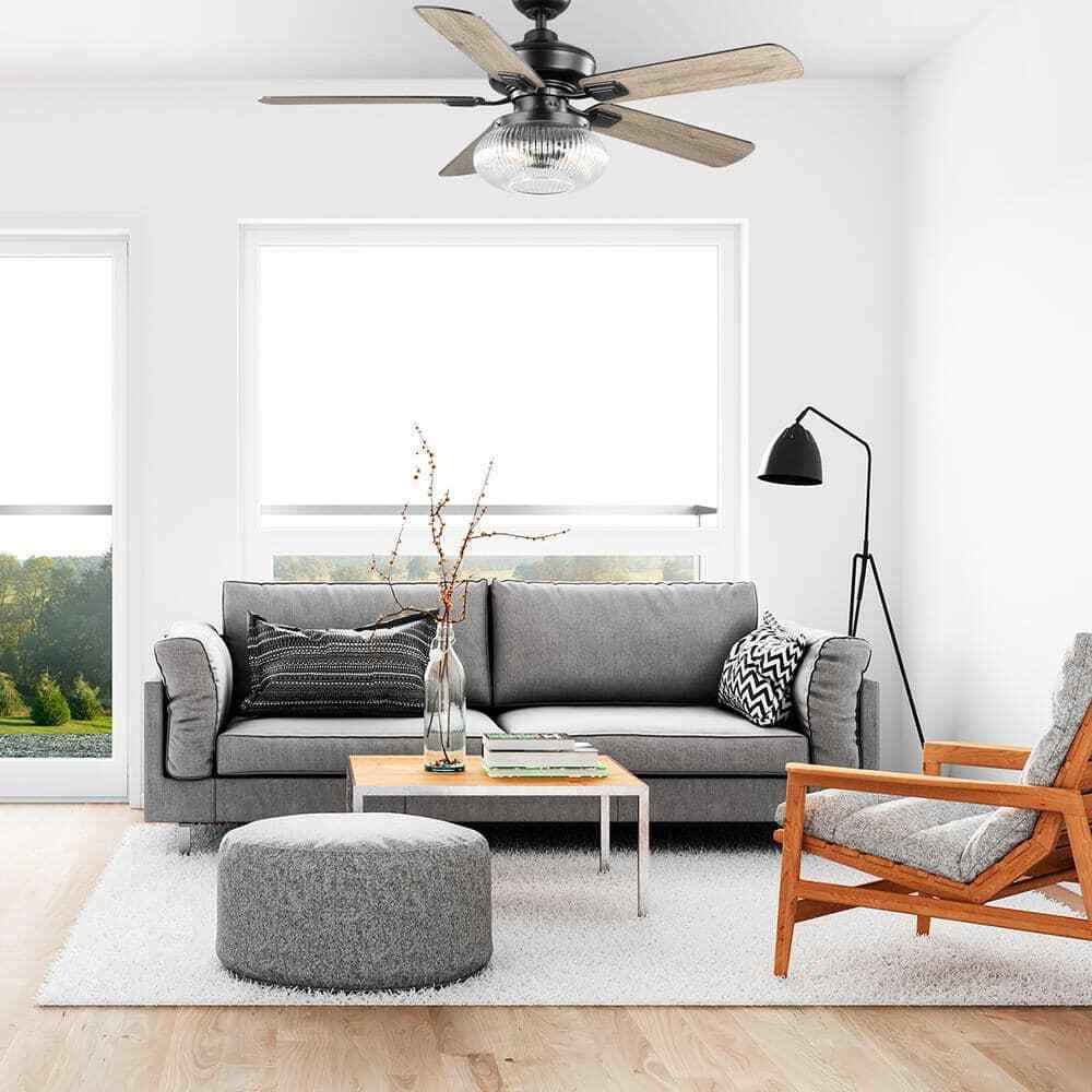 Home Decorators 52 in. Rimgate Indoor Matte Black LED Ceiling Fan w/ Remote
