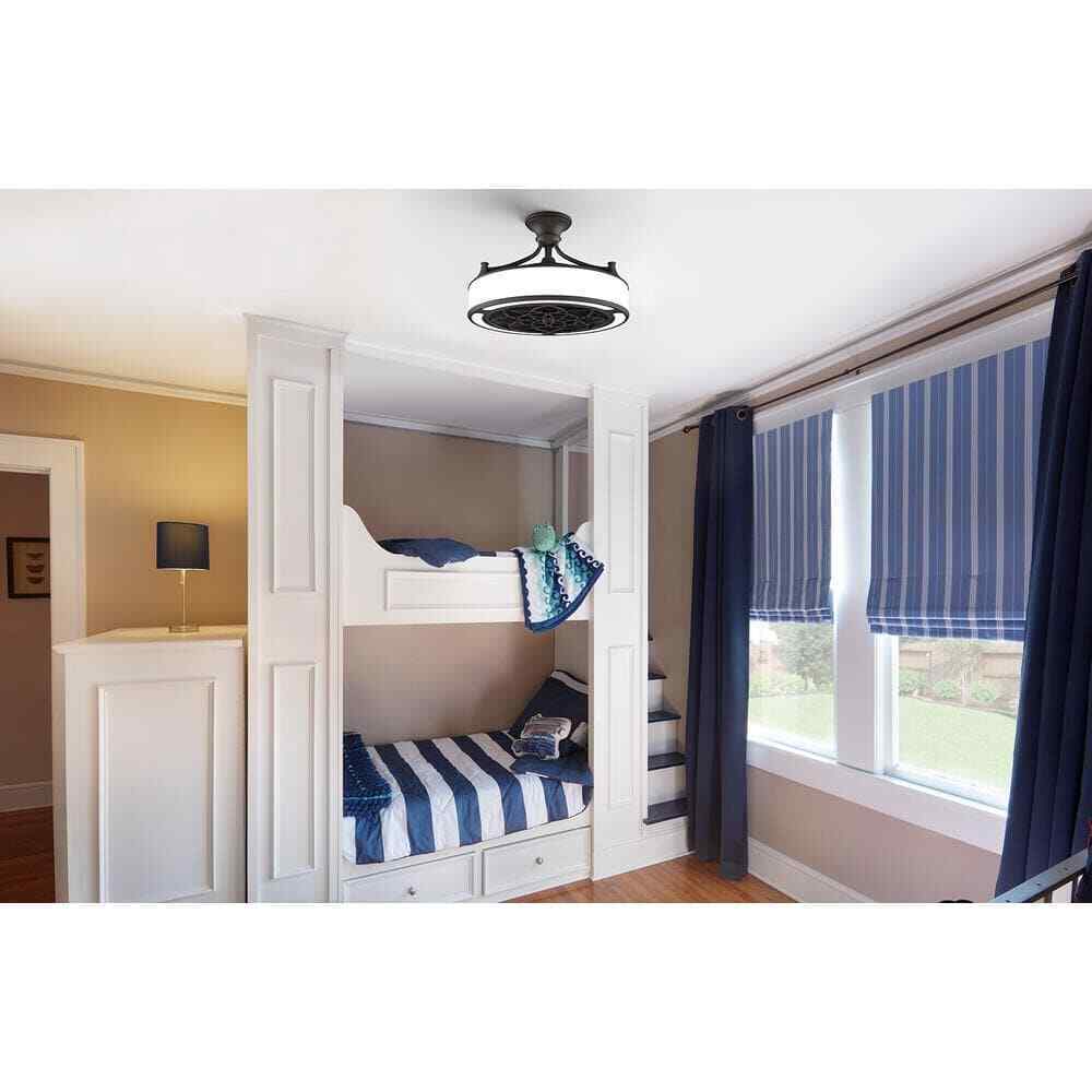 Home Decorators Windara 22 in. LED Indoor/Covered Outdoor Black Ceiling Fan