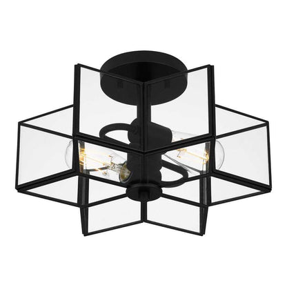 Home Decorators Collection Malena 14.25 in. 2-Light Matte Black Semi-Flush Mount