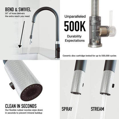 VIGO Bristol Pull-Down Sprayer Kitchen Faucet in Stainless and Black