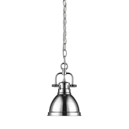 Golden Lighting Duncan 1-Light Chrome Mini Pendant with Chrome Shade (Chain)