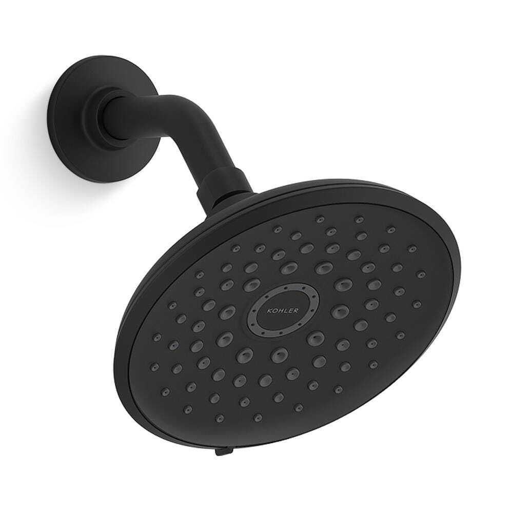 KOHLER Cursiva 3-Spray Patterns 6.75 in. Wall Mount Fixed Showerhead Matte Black