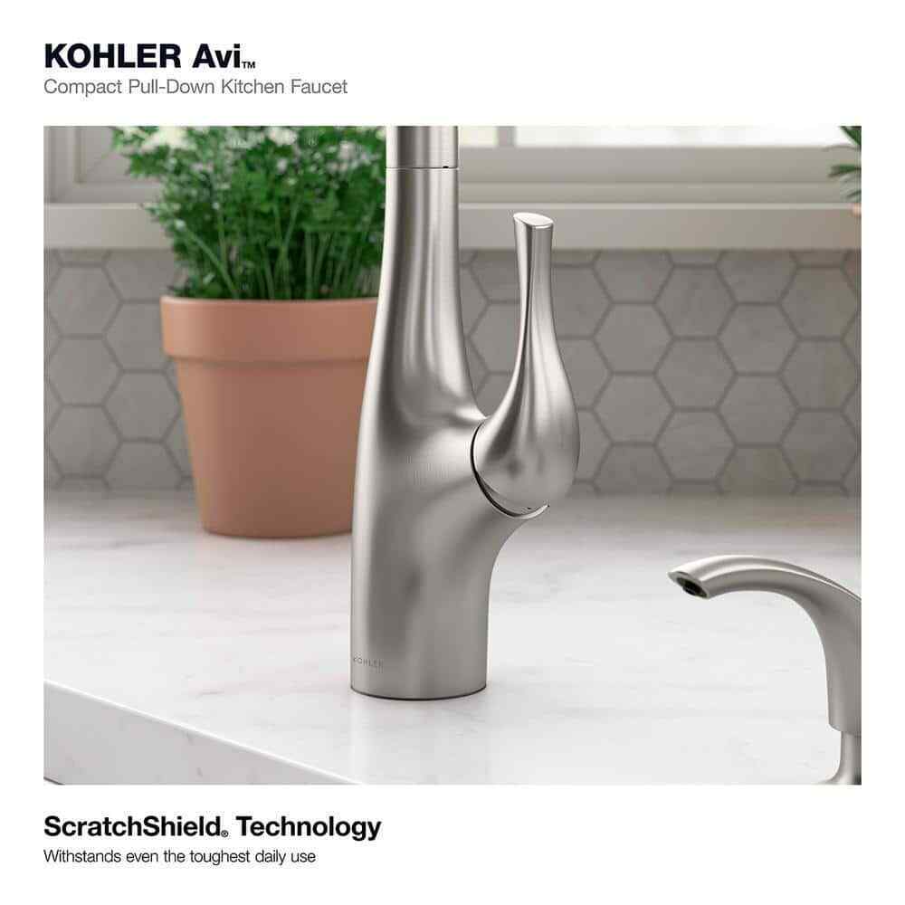KOHLER Avi Single-Handle Pull Out Sprayer Kitchen Faucet in Vibrant Stainless