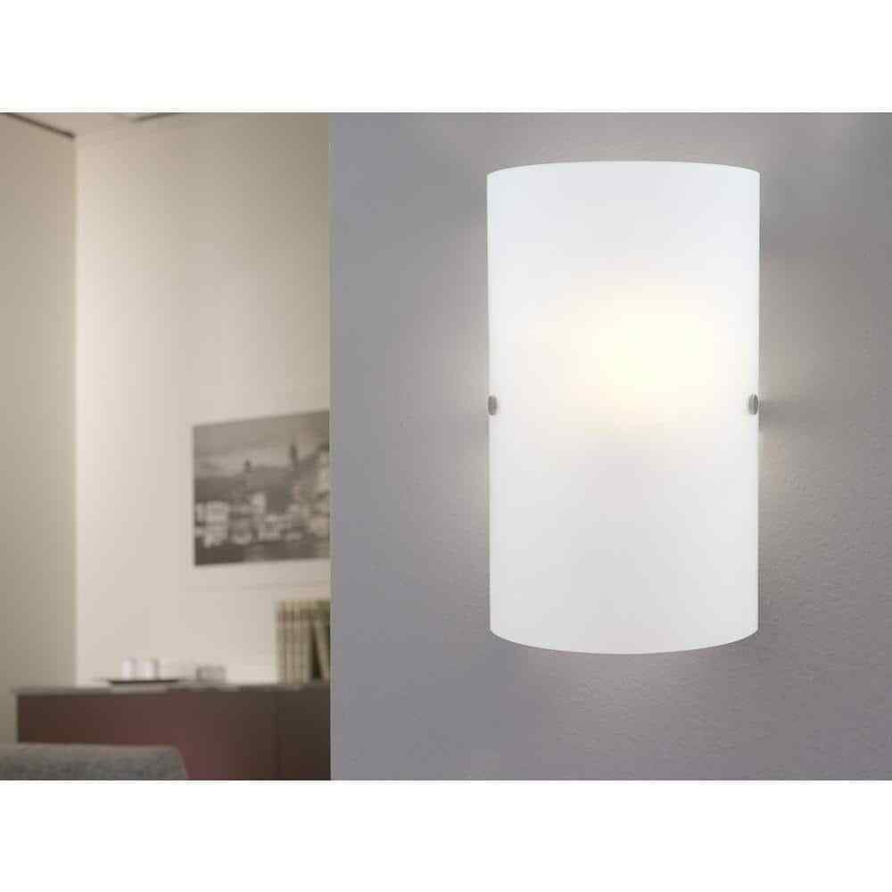 Eglo Troy 3 3 in. W x 11.8 in. H 1-Light Matte Nickel Wall Sconce w/ Glass Shade