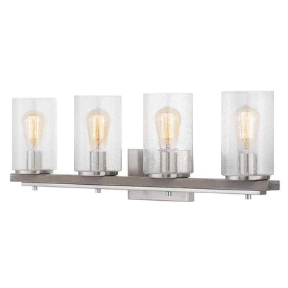 Hampton Bay Boswell Quarter 33 in. 4-Light Brushed Nickel Farmhouse Vanity Light