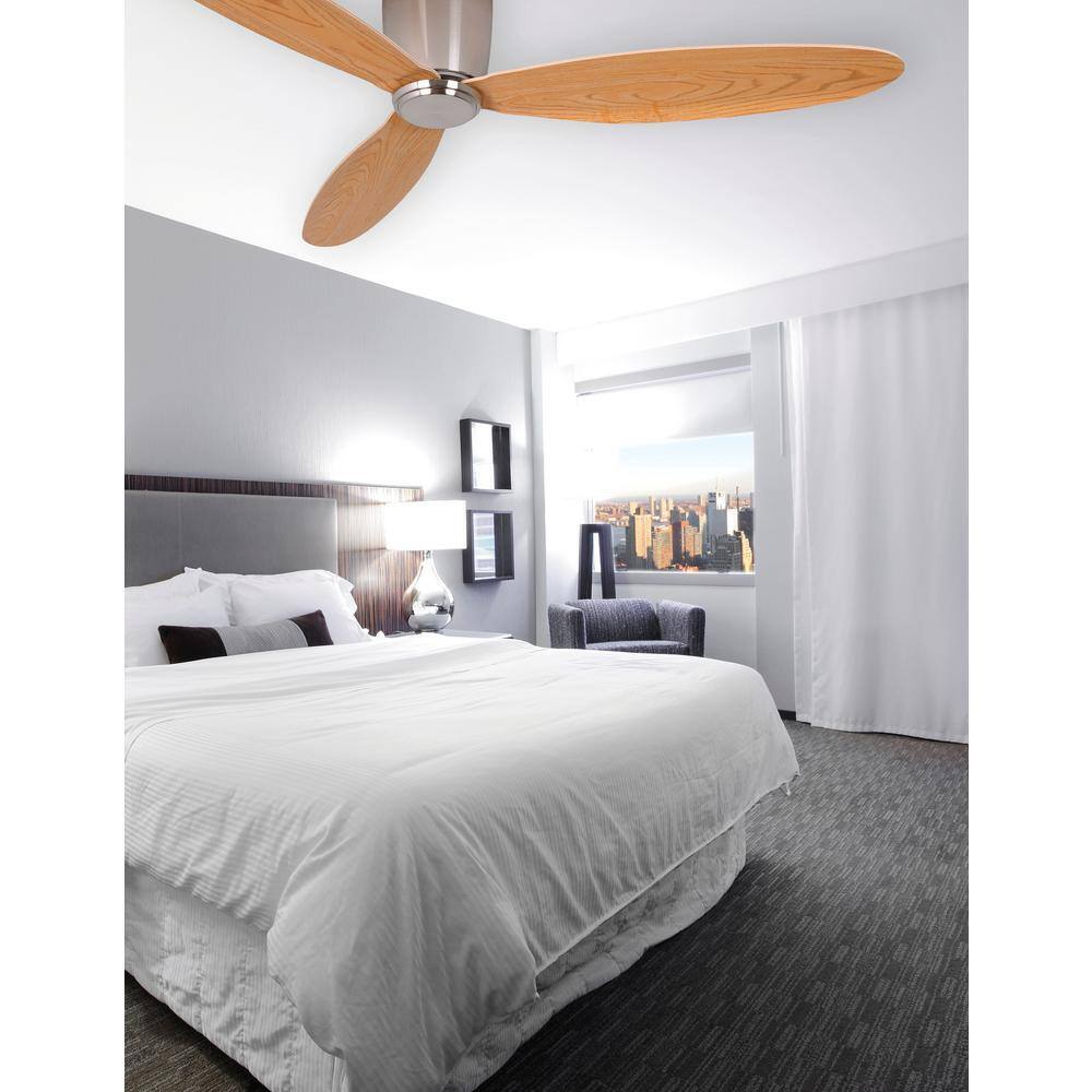 Radar 52 in. DC Ceiling Fan in Brushed Chrome with Teak Blades 21051901