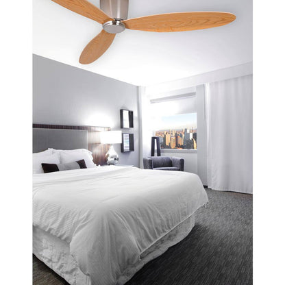 Radar 52 in. DC Ceiling Fan in Brushed Chrome with Teak Blades 21051901