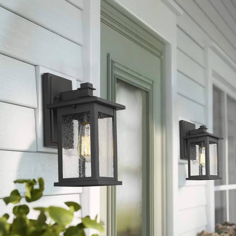 JAZAVA 1-Light Black Weather Resistant Outdoor Wall Light Sconce Wall Lantern