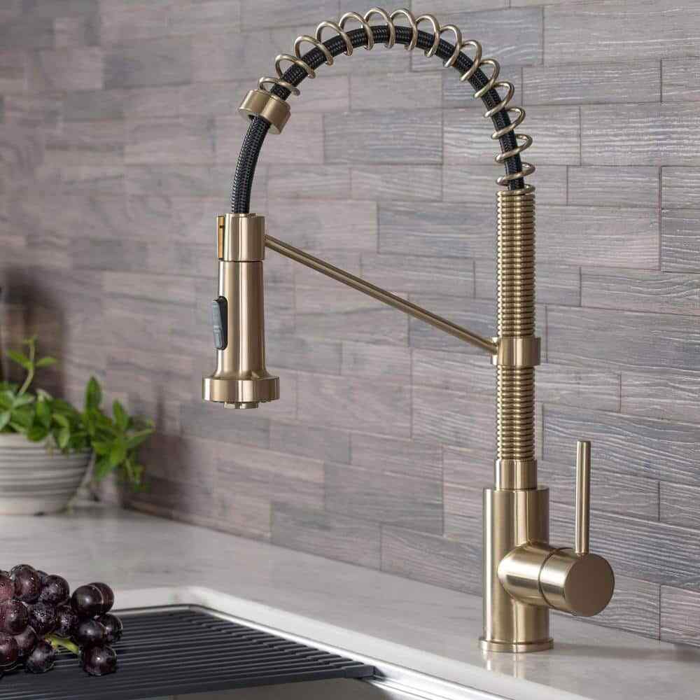 KRAUS Single Handle 18-Inch Pull Down Kitchen Faucet w/ Dual Function Sprayhead