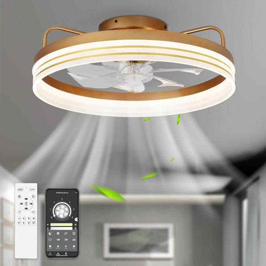 Bella Depot 20 in. LED Indoor Gold Dimmable Ceiling Fan w/ Light and Remote