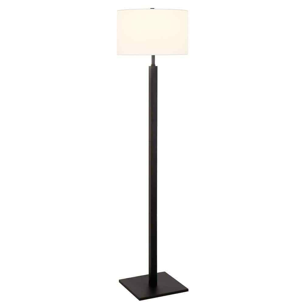 Hudson+Canal Flaherty 62.32 in. Blackened Bronze Floor Lamp with Fabric Shade