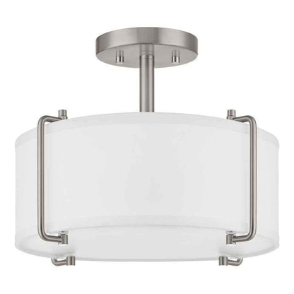 Home Decorators Brookley 14 in. 2-Light Brushed Nickel Semi-Flush Mount