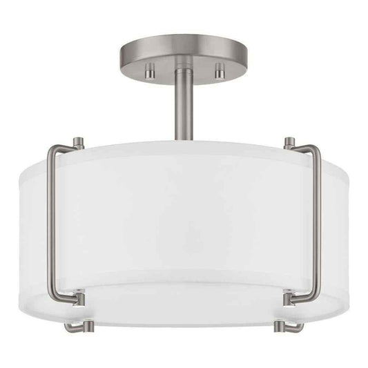 Home Decorators Brookley 14 in. 2-Light Brushed Nickel Semi-Flush Mount