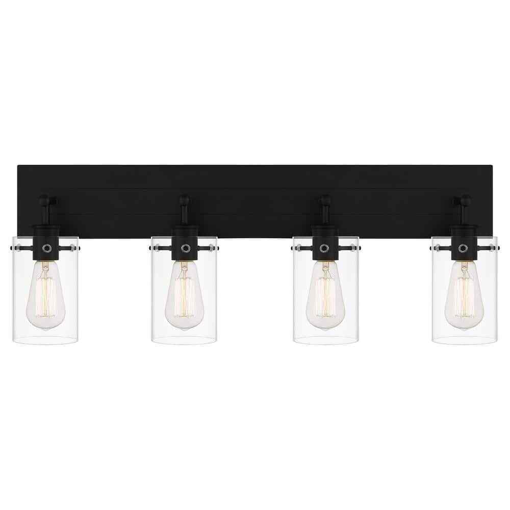 Hampton Bay Regan 29.25 in. 4-Light Matte Black Bathroom Vanity Light