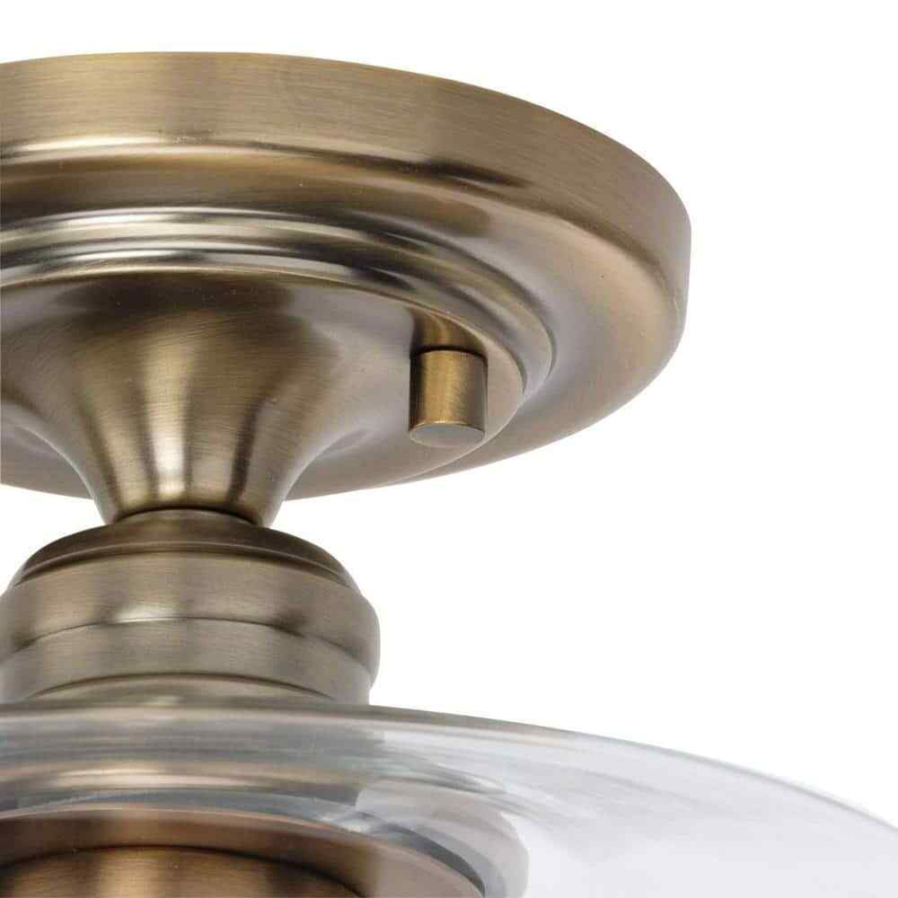 Progress Lighting Aiken Collection 1-Light Vintage Brass Clear Glass Mount Light