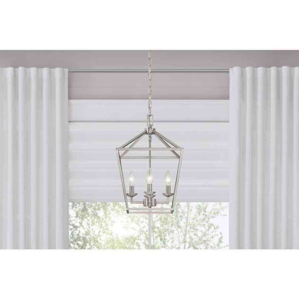 Home Decorators Weyburn 4-Light Brushed Nickel Caged Farmhouse Chandelier