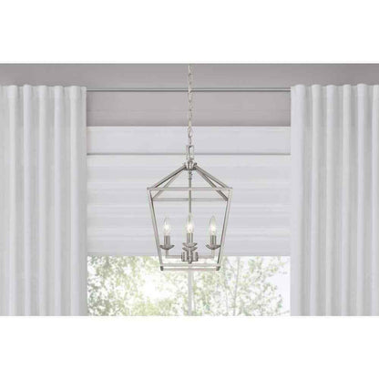 Home Decorators Weyburn 4-Light Brushed Nickel Caged Farmhouse Chandelier