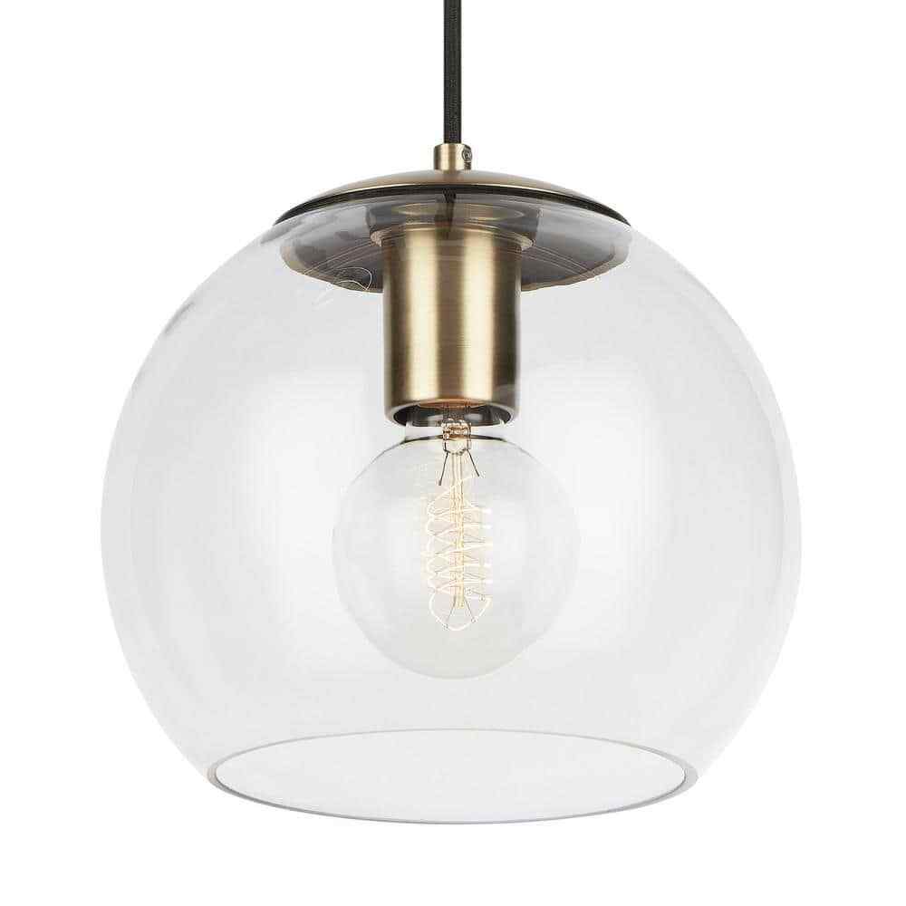 Home Decorators Collection 1-Light Antique Brass and Glass Mini-Pendant AF42409S