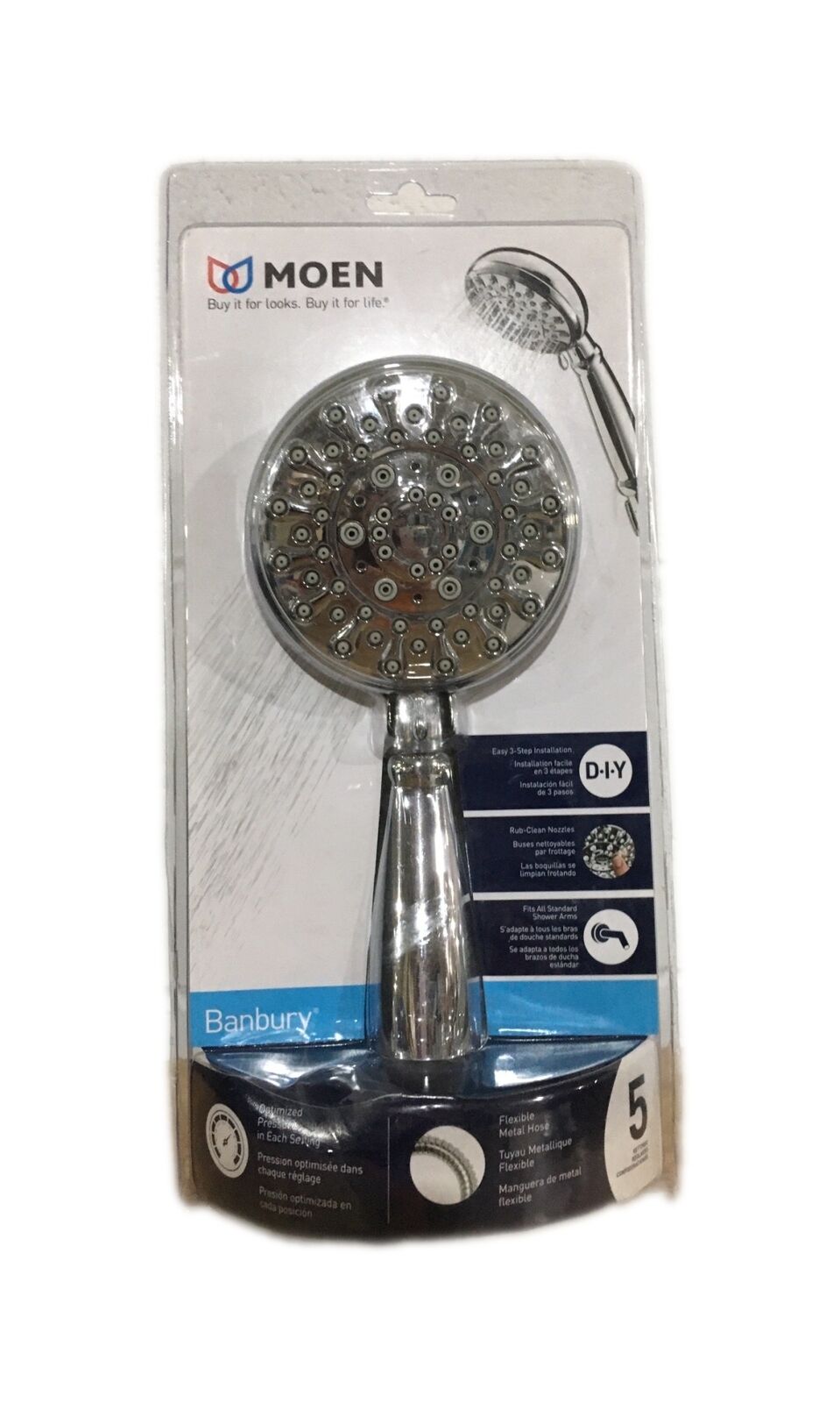 MOEN Banbury 5-Spray 4 in. Wall Mount Handheld Adjustable Shower Head in Chrome