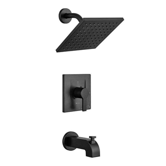 Glacier Bay Modern Tub and Shower Faucet 1.8 GPM in Matte Black Valve Included