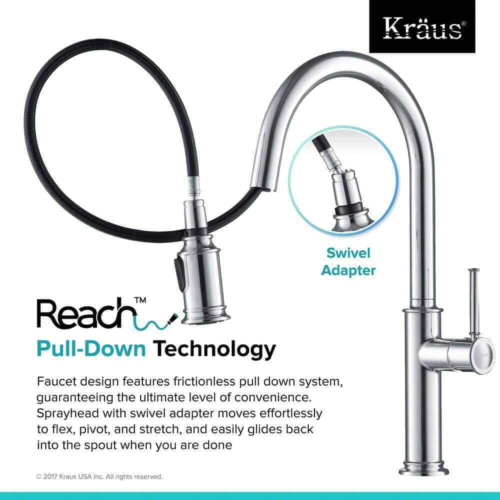 KRAUS Sellette Single-Handle Pull-Down Sprayer Faucet w/ Dual Function Sprayhead