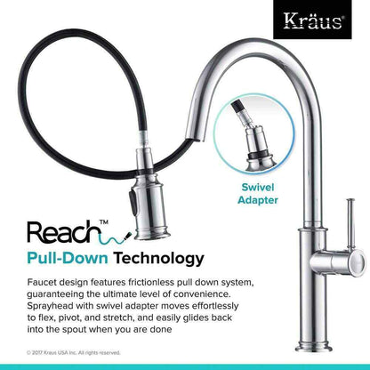 KRAUS Sellette Single-Handle Pull-Down Sprayer Faucet w/ Dual Function Sprayhead