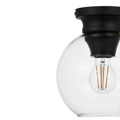 Home Decorators Evelyn 8 in Matte Black Flush Mount Ceiling Light w/ Clear Glass
