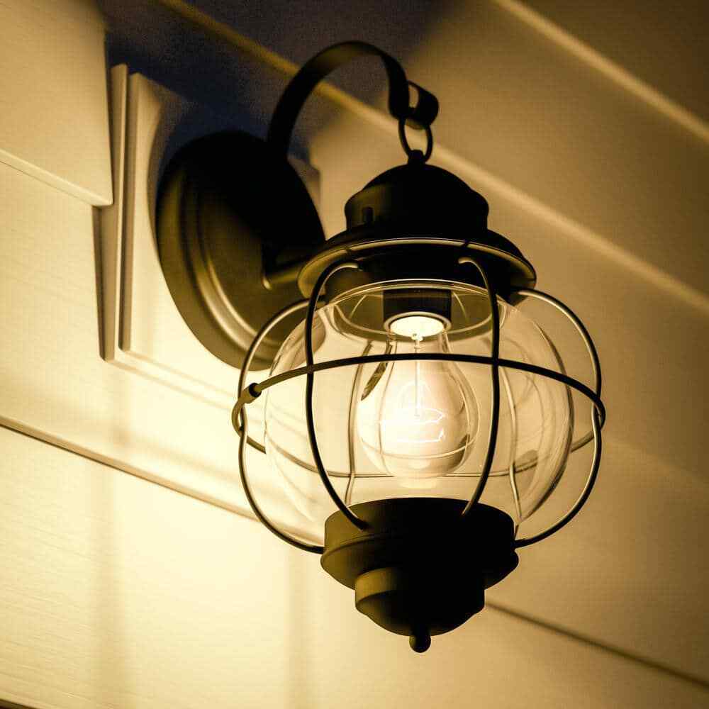 Home Decorators Greer 1-Light Black Outdoor Wall Lantern Sconce Light