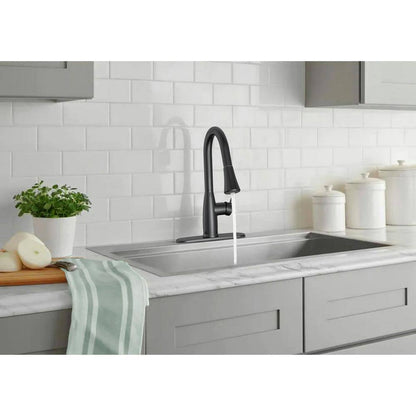 Cartway Single-Handle Pull-Down Sprayer Kitchen Faucet in Matte Black D001O