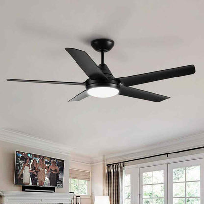 YUHAO 48 in. Dimmable Integrated LED Indoor Black Ceiling Fan w Light and Remote