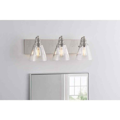 Hampton Bay Manor 24" 3-Light Polished Nickel Industrial Bathroom Vanity Light