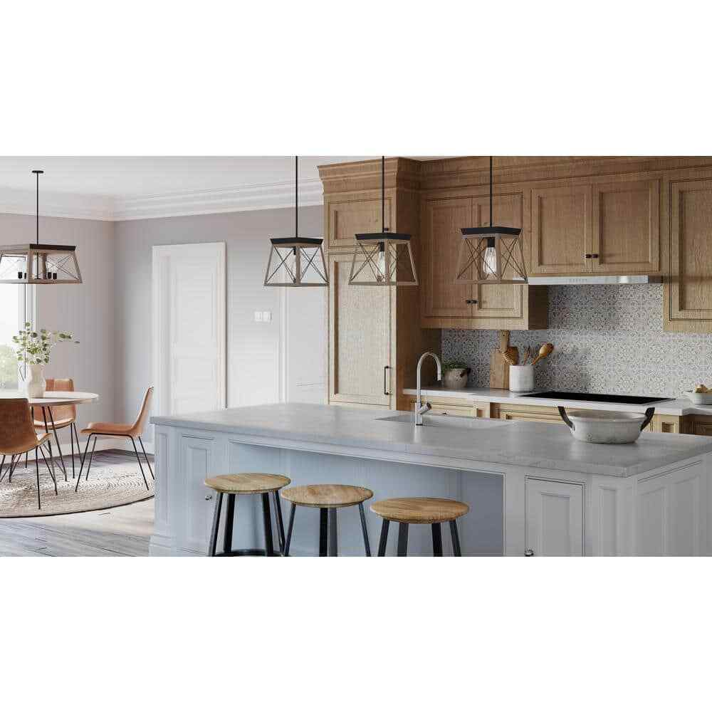 Progress Lighting Briarwood 4-Light Antique Bronze Farmhouse Square Chandelier